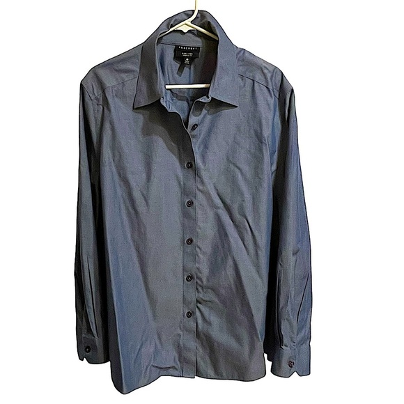 Foxcroft Chambray Blue Non Iron Shaped Fit Long Sleeves Side Vents Size 22W - Picture 1 of 9